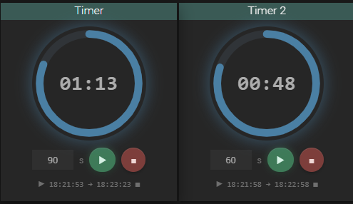 Widget minuteur secondes