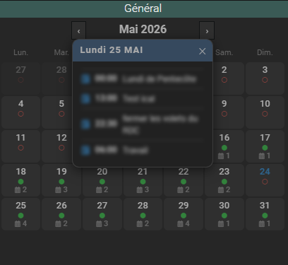 Widget Mini-Cal — tuile jour