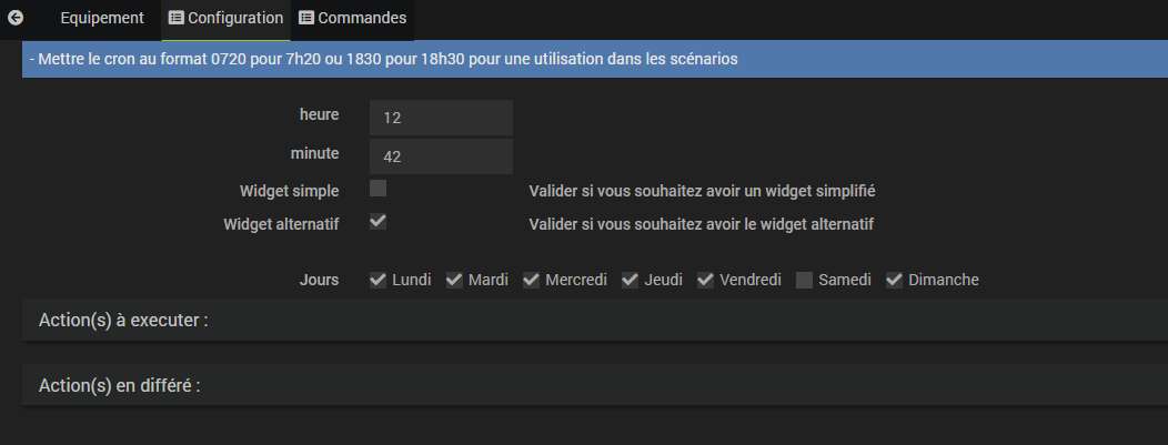 Configuration réveil