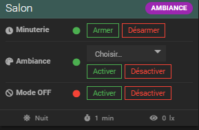 Widget Lumina sur le dashboard Jeedom