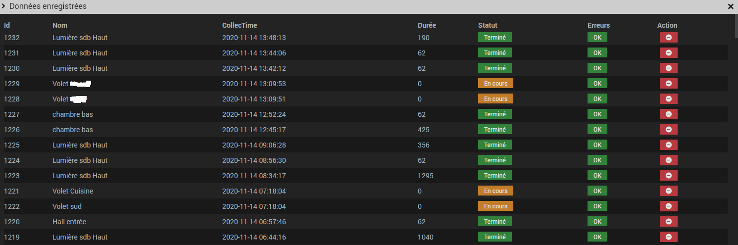 Recorded data window