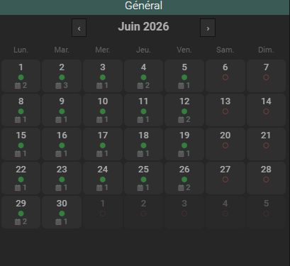 Mini-Cal widget — grid view