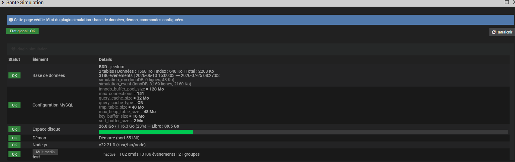 Plugin health page