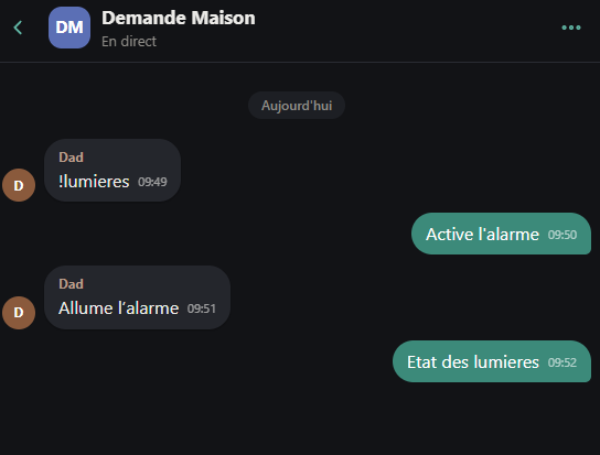 Salon topic d'écoute — envoi de commandes à Jeedom
